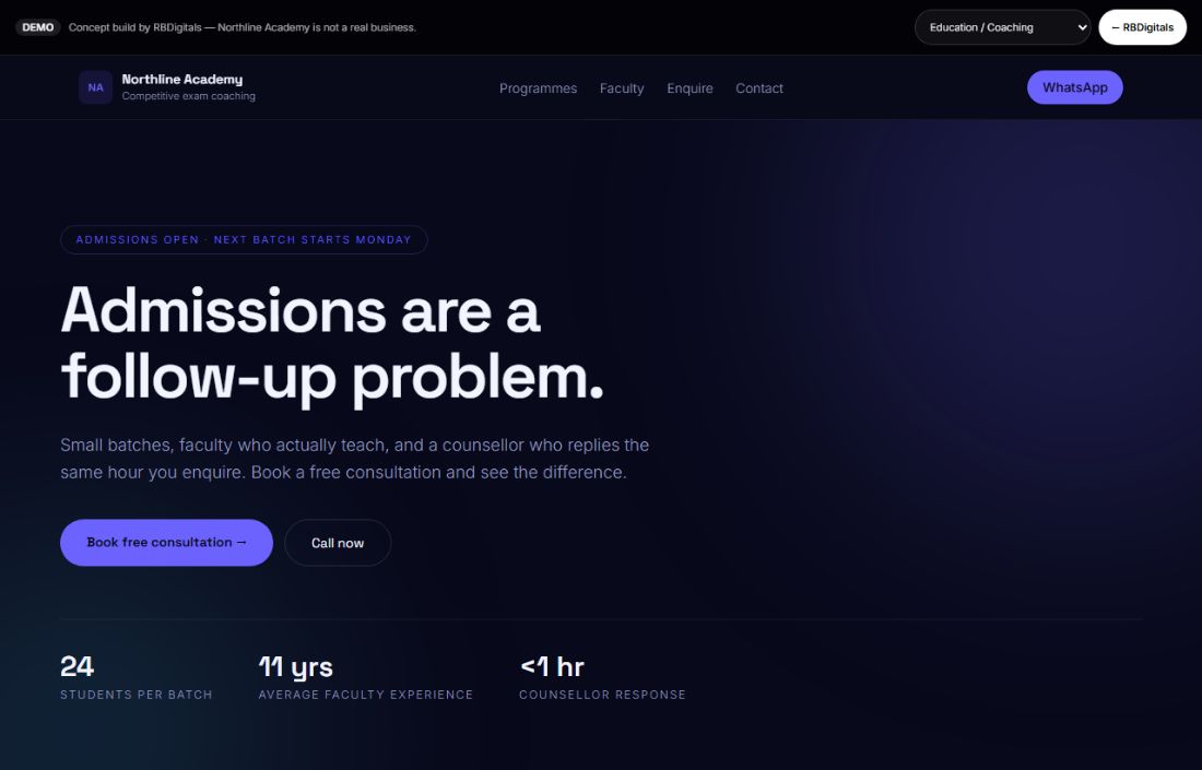 Northline Academy website preview