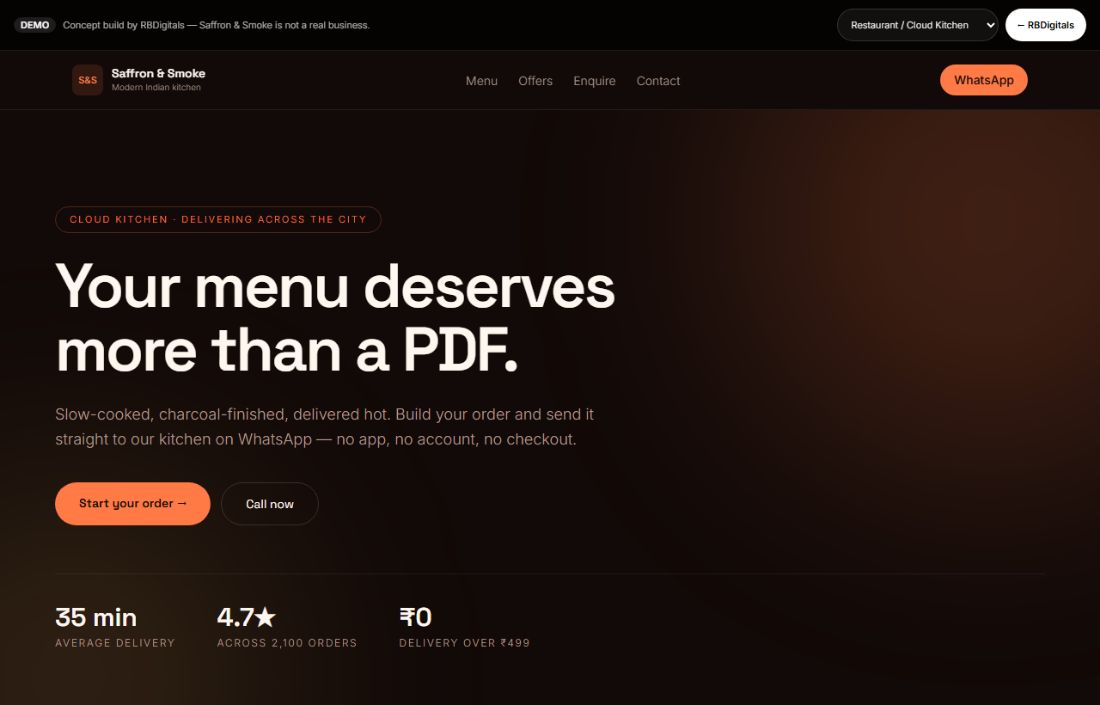 Saffron & Smoke website preview
