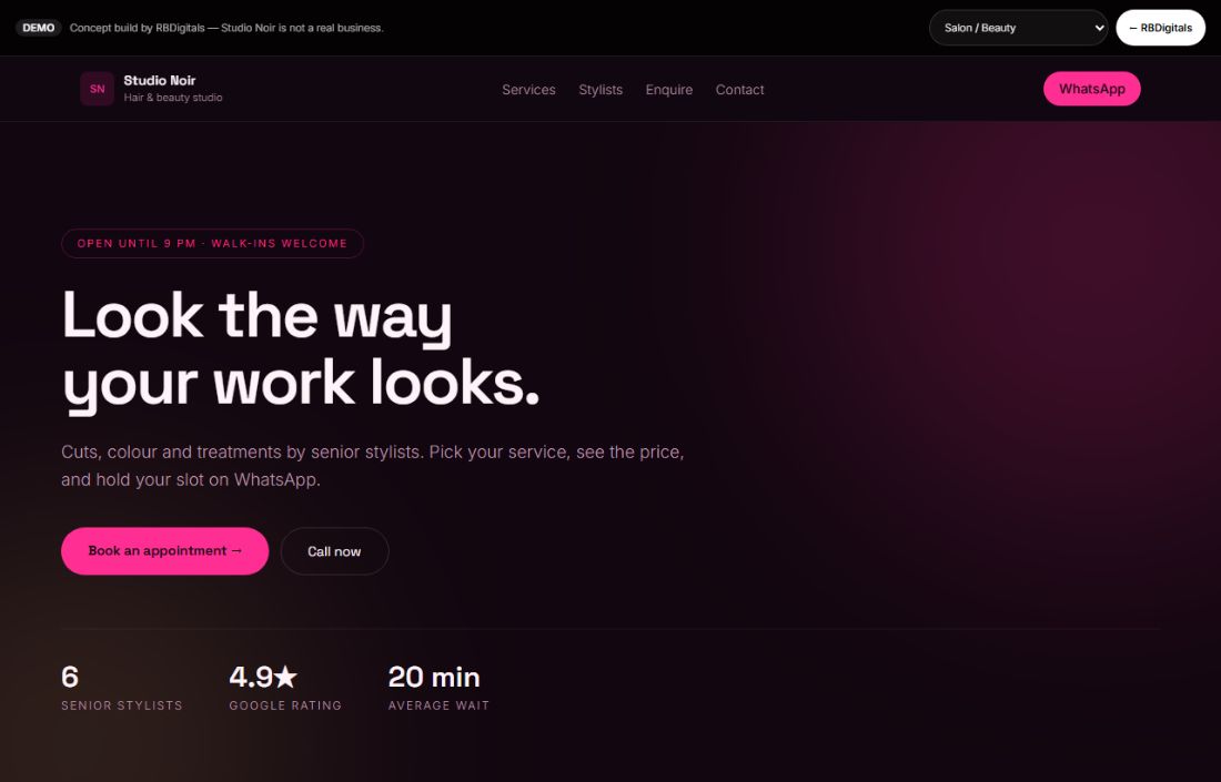 Studio Noir website preview