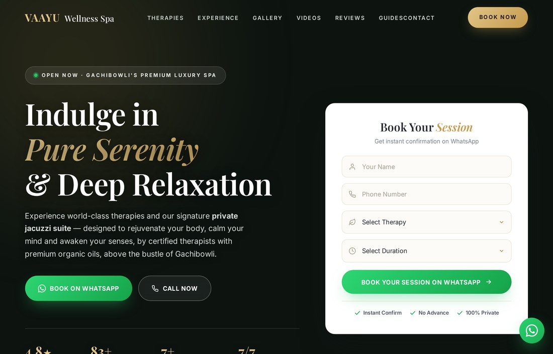Vaayu Wellness Spa website preview